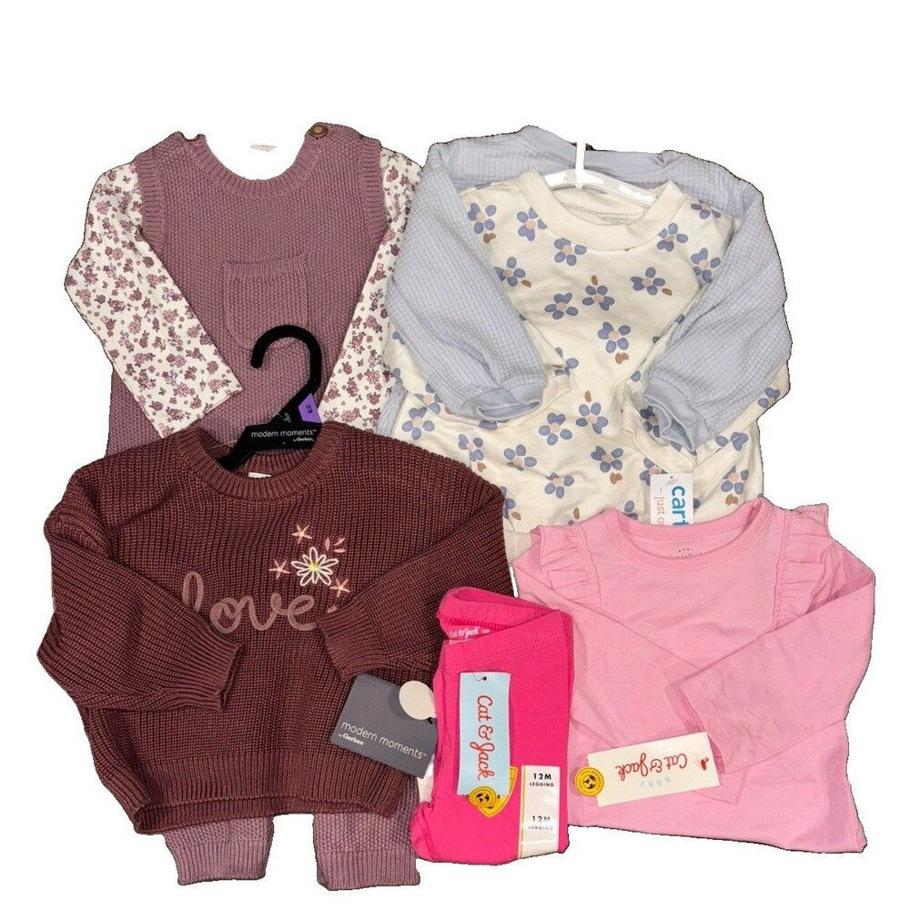 Carter’s Cat & Jack Gerber Girl’s 12M Fall Winter Clothing Lot Of 6 NWT